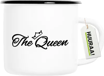 Produktbild von Huuraa Emaille Tasse The Queen Krone 300ml Vintage Campingbecher Geschenkidee