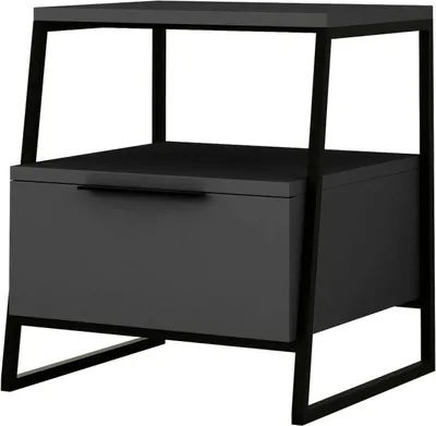 Produktbild von Nachttisch Dubhe, Niedrige Kommode, Tisch, Multifunktionaler Nachttisch, 45x40h50 cm, Anthrazit