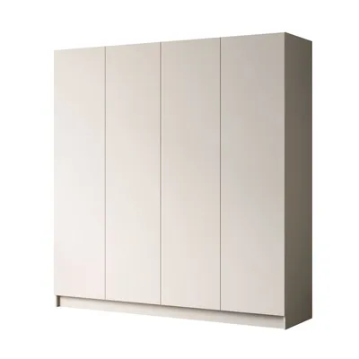 A four-door wardrobe with a push-to-open mechanism.