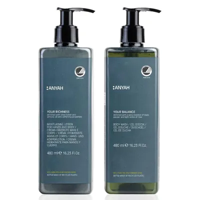 Image de ANYAH gel douche + lotion corporelle set 2 × 480 ml - vegan & soignant