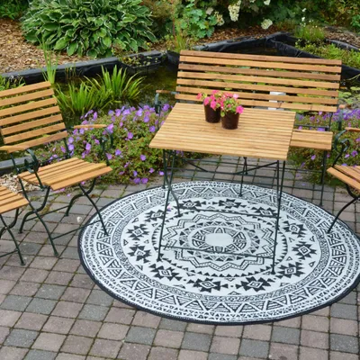 Produktbild von Esschert Design Außenteppich 180 cm Schwarz und Weiß OC18