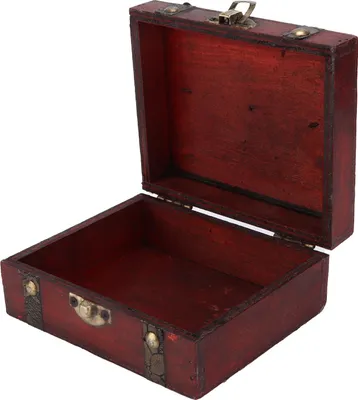 Image de Coffre de rangement de style rétro, coffre en bois rouge avec serrure métallique pour bijoux, accessoires et produits de beauté – le cadeau idéal