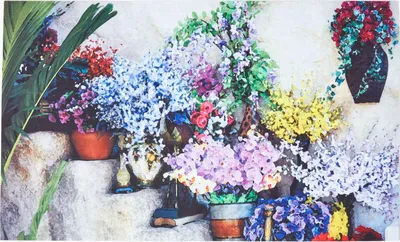 Obrázek produktu pro Domovní rohožka s potiskem, květinové schody, 76 cm x 45 cm