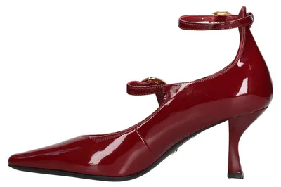 Imagen del producto de Zapatos de tacón para mujer, fabricados en cuero genuino, estilo Mary Jane, color negro