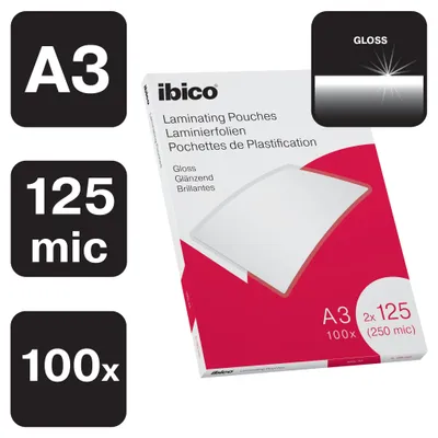Produktbild von Ibico 627321, Glänzend, Transparent, A3, 303 mm, 426 mm, 100 Stück(e)