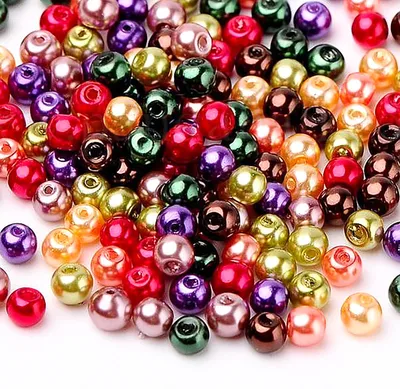 Bastelperlen 6mm rot,dunkelgrün,altrosa gelbgrün, lila