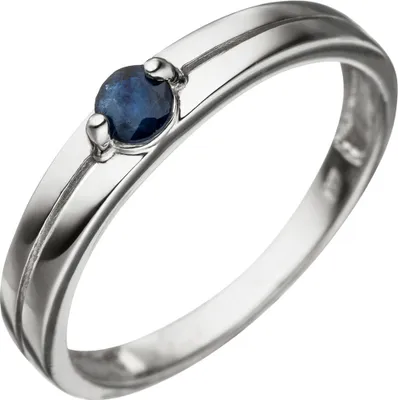 Produktbild von Ring Damenring mit Saphir Safir blau dunkelblau 333 Gold Weißgold Saphirring Innenumfang 52mm  Ø16.6mm
