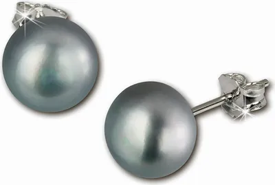 Produktbild von SilberDream Ohrstecker für Damen 925 Silber grau Perle Ohrringe 9,5mm SDO110K
