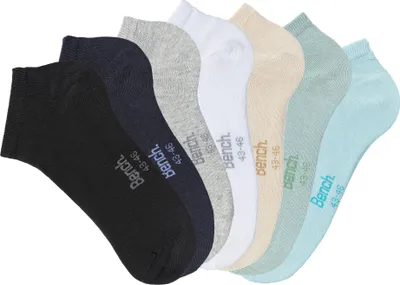 Produktbild von Bench Sneakersocken 7 -teilig 1x schwarz, 1x marine, 1x beige, 1x weiß, 1x grau meliert, 1x mint, 1x türkis Größe 43/46