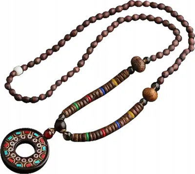 Produktbild von Holzkette NEPAL BUDDHIST MALA Amulett PERLEN HANDGEMACHT