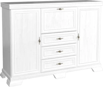 Produktbild von Furniture24 Kommode KORA KK6P Highboard Anrichte Barschrank Barkommode mit 1 Klapptür, 2 Drehtüren und 3 Schubkasten Andersen Kiefer