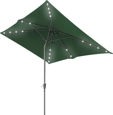 Produktbild von TolleTour Sonnenschirm Rechteckig,Kurbel Knickbar Eisen Balkonschirm Marktschirm,neigbar,2 x 3m,LED,Grün