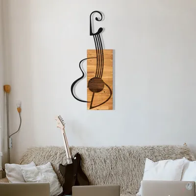 Image de Wallity, accessoire mural décoratif en bois, 39 x 93 cm, noir et noyer, 100 % métal (1,2 mm) et cadre 100 % bois (3 cm) | Élégant et fonctionnel pour tous les intérieurs.