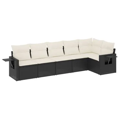 Produktbild von 6-tlg. Garten-Sofagarnitur mit Kissen Schwarz Poly Rattan