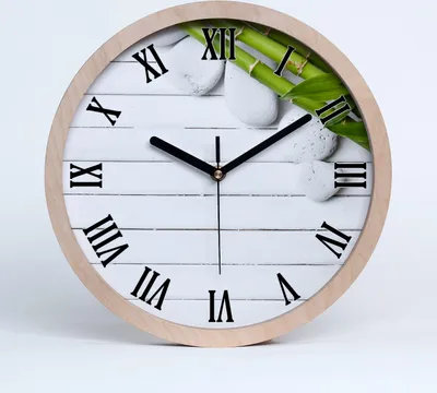 Produktbild von Holzuhr 30fi cm wanduhr - schwarze Spitzen - Bambus