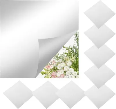 Produktbild von QuickShopping - Selbstklebende Spiegelfliesen 15x15cm - DIY Spiegel Dekoration - Quadratische Spiegelfliesen für kreative Wanddesigns - Geeignet für Wohnen