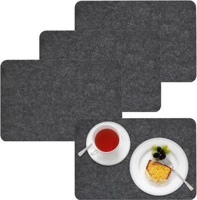 Produktbild von Grosse Placemats-Set aus weichem Teppich - 43x30x05 cm - elegante Tischunterlagen