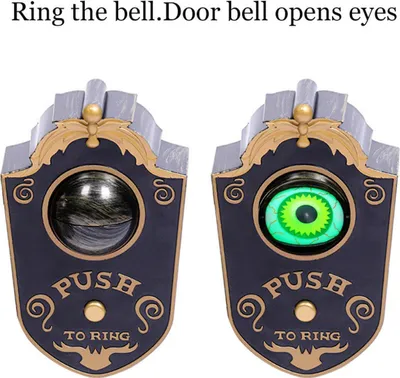 Produktbild von Halloween Dekoration, Halloween Türklingel, Haunted Doorbell Animierte Augapfel HalloweenNachbildung mit gruseligen Geräuschen Schwarz