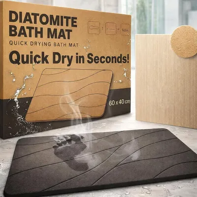 Produktbild von Omgoods - Pebble Teppich, D-Form - Wasserabweisende, minimalistische Badematte