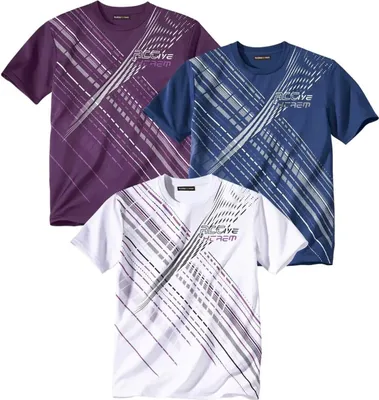 Immagine prodotto di Atlas For Men - Maglietta da uomo - Sport (confezione da 3) AF1385 (XXL) (blu navy/viola/bianco)