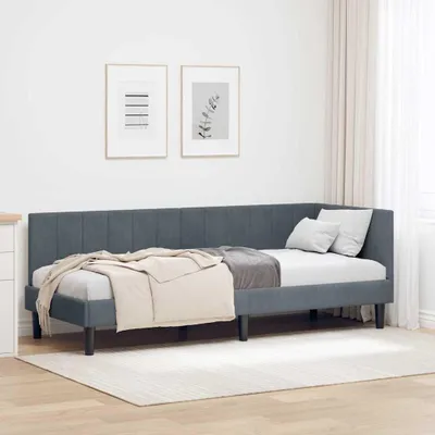 Produktbild von Maison Exclusive - Eckbettgestell mit Kopfteil Dunkelgrau 80 cm x 200 cm Samt