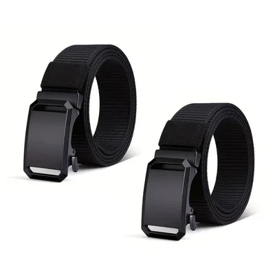Imagen del producto de Cinturones para hombre - Juego de 2 - Cinturones tácticos - 120 cm - Cinturones de trabajo de lona - Talla única - Para hombre, trabajo, actividades al aire libre, deporte y senderismo - Color