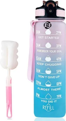 Produktbild von Famanu Trinkflasche - Motivationsflasche - 1 Liter - Powderblau