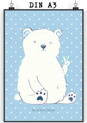 Produktbild von Mr. & Mrs. Panda Bild Eisbär Faul DIN A3 - Blau Pastell - Geschenk, drucke, Wanddekoration, Plakat, Arbeit, Entspannen, Büro, Bär, Teddy, kunstdruck poster, wanddeko