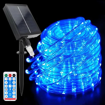 LED-Lichterkette Solar, 22 m, 200 LEDs, 8 Modi, IP65, für Außen