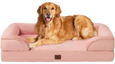 Immagine prodotto di Cuccia ortopedica per cani, taglia XL, 112x81 cm, con imbottitura in memory foam, bordo rialzato, lavabile, impermeabile, antiscivolo, color rosa