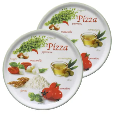 Zdjęcie produktu dla zestaw 2 talerzy do pizzy Napoli Green Ø 33,8 cm półmisek do serwowania XL talerz porcelanowy