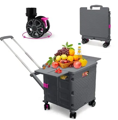 Image de Chariot pliable multifonctionnel avec couvercle magnétique et roues en caoutchouc