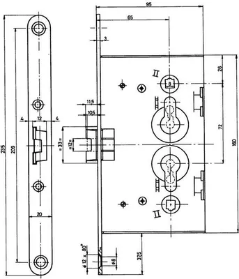 Produktbild von Spezialeinsteckschloss f.Metalltüren PZW 20/65/72/8mm DIN L/R verz.rd BEVER