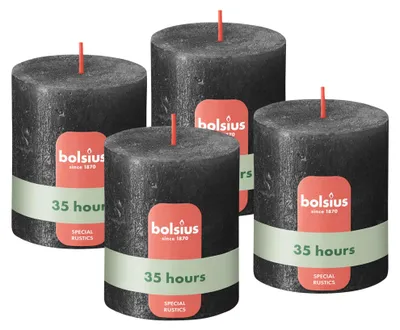 Produktbild von Bolsius - Rustik Kerze - anthrazit - metallic - 8 cm - 4 Stück – dekorative Kerz