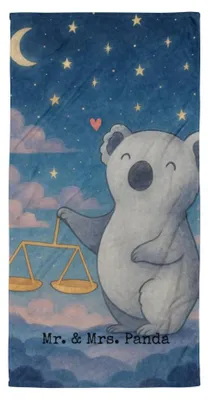 Produktbild von Mr. & Mrs. Panda Strandtuch Waage Astrologie Design - Weiß - Geschenk, Großes Badehandtuch, Handtuch, Sternzeichen, Geburtstagsgeschenk, Tierkreiszeichen, Duschhandtuch