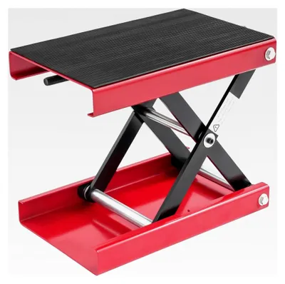 Produktbild von Motorradhebebühne, Motorradheber, Montagebock für Motorräder, Einstellbare Höhe 9,3-35 cm, Motoständer für Reparaturen, geeignet für Garage und Außenbereiche, Tragfähigkeit bis 500 kg (Rot)