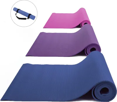 Produktbild von Rucanor Yogamatte mit Gürtel, Rutschfeste Gymnastikmatte, Fitnessmatte für Zuhause, Trainingsmatte aus EVA-Schaum, 172 x 61 x 0.4 cm, Blau