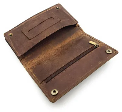 Productafbeelding van Tabakzak van buffelleer, comfortformaat voor 30 gram tabak, met zijvouw, voor het n van tabak