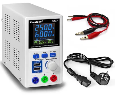 DC Labor-Netzteil 0-60 V / 0-6 A, LCD, 2x USB, 115-240 V AC