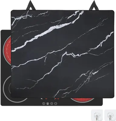 Immagine prodotto di Copertura per piano cottura/tappetino protettivo per fornelli - Per fornelli elettrici e piani cottura in vetroVetroceramica - 62×53 cm - Antiscivolo - Pieghevole - Impermeabile - Silicone - Rettangolare - Nero