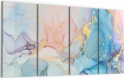 Produktbild von DEQORI Glasbild Echtglas 4x30x60 cm 'Goldene Strömung' Wandbilder XXL groß