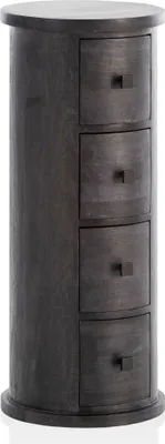 Produktbild von Sideboard Mango Massivholz Schwarz 34x85x34cm 4 Schubladen