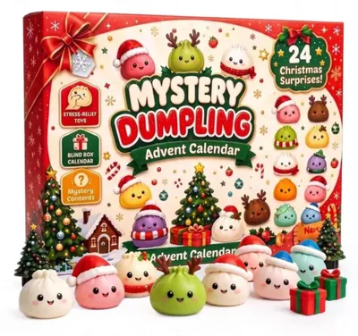 Obrázek produktu pro Adventní kalendář Squishy 2026 Dumpling Squishy vánoční kalendář