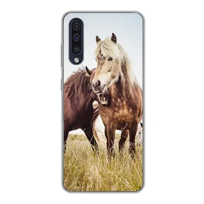 Produktbild von MuchoWow® Handyhülle Schutzhülle Hülle für Samsung Galaxy A30s Pferde - Gras - Frühling Silikon Softcase Handy Hülle - Karteninhaber