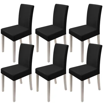 6er Set elastische Stuhlbezüge, schwarz, 42-58 cm, waschbar