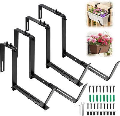 Produktbild von Blumenkastenhalter 4 Stück, Edelstahl, verstellbar, für Balkon