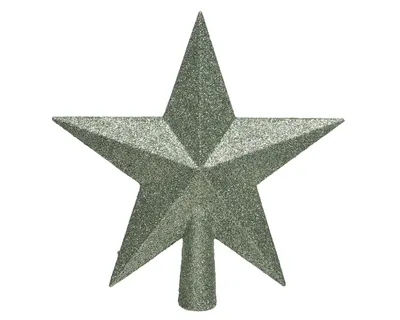 Produktbild von Christbaumspitze Stern mit Glitzer 19cm Kunststoff, salbeigrün
