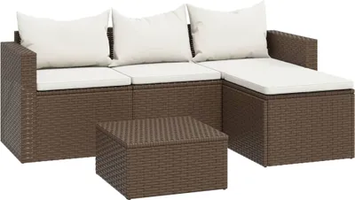 Obrázek produktu pro vidaXL Garden Lounge Set Brown Poly Rattan