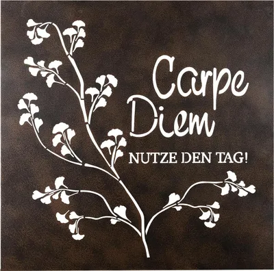 Produktbild von Gilde Wandrelief Ginkgo mit Weisheit "Carpe Diem Nutze den Tag" dunkelbraun L= 1,0 cm B= 60,0 cm H= 60,0 cm 68356