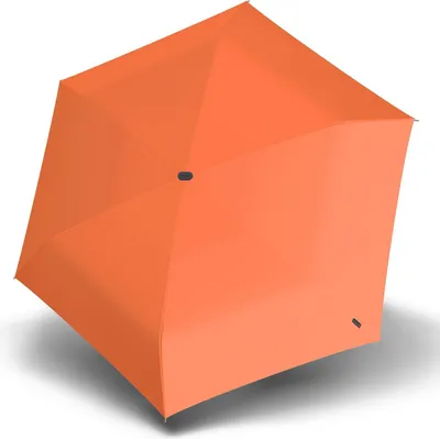 An orange umbrella is shown from a top-down perspective against a white background.